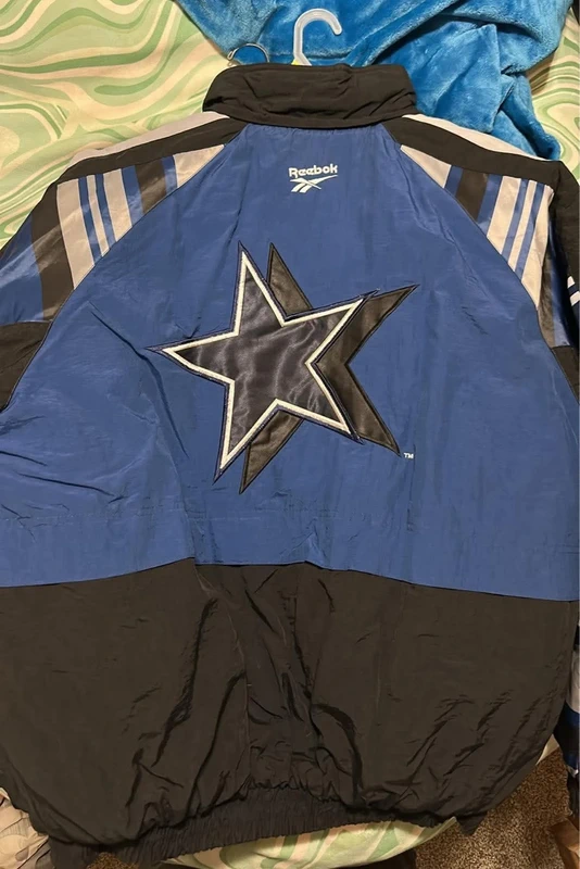 [2XL?] Vintage Reebok Dallas Cowboys Black Blue Silver Full-Zip Puffer Jacket