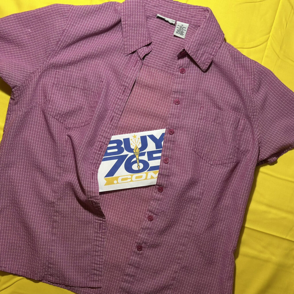 [M] | Esperanza Women’s Raspberry Micro-Check Button-Up Shirt