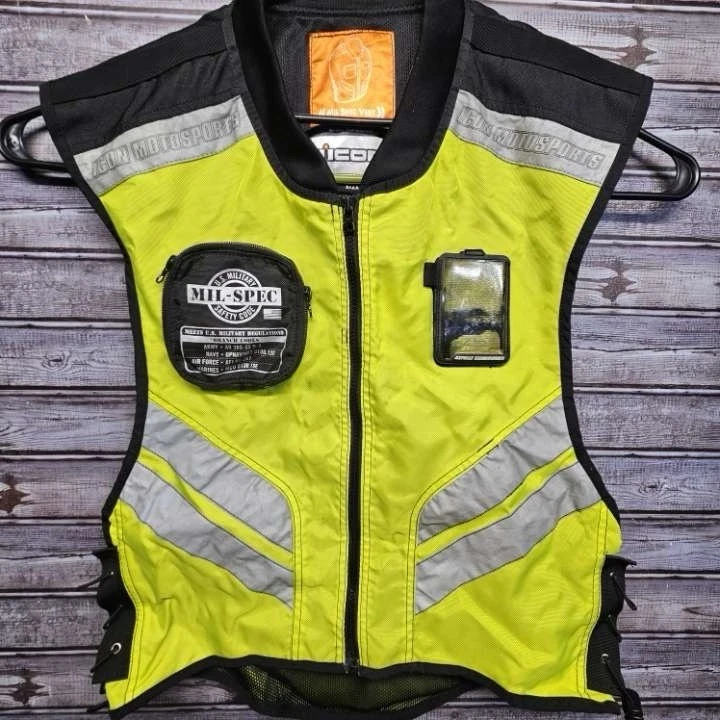 [Regular] ICON Mil-Spec Mesh Motorcycle Vest Hi-Vis Yellow Reflective